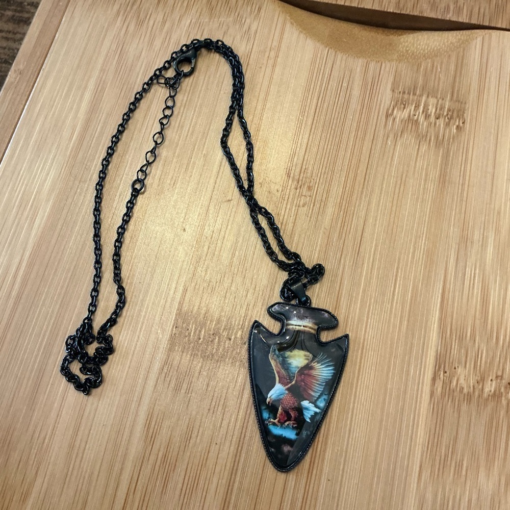 Arrowhead Pendant Necklace with Eagle Design